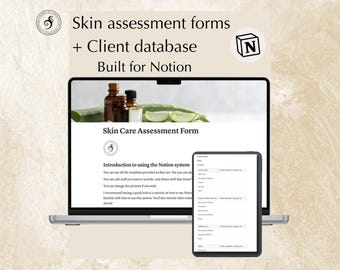 Skin Care Assessment forms + client database template built for Notion