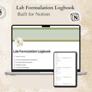 Skincare Recipe Lab Book: DIY Beauty Product Notion Template (PDF Download)