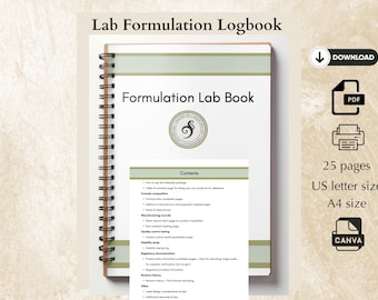 Skincare Formulation Lab Book: Cosmetic Product Template