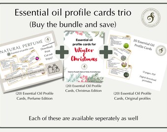 Essential oil profile cards trio bundle | download & print | essential oil printables