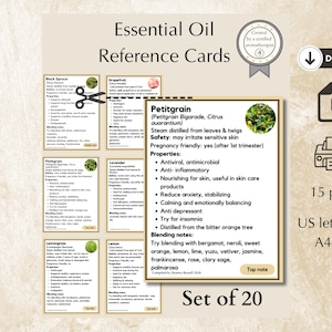 Essential Oil Profile Cards: Aromatherapy Reference (PDF Download)