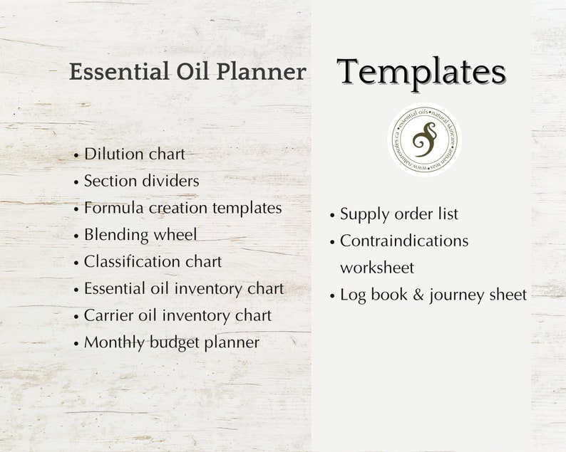 Essential Oil Planner & Formula Template binder inserts image 2
