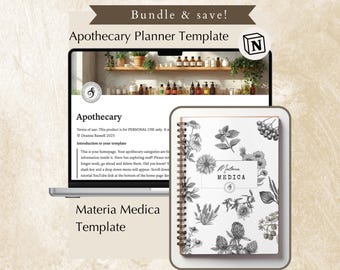 Notion Apothecary planner for herbs and essential oils + Materia Medica workbook