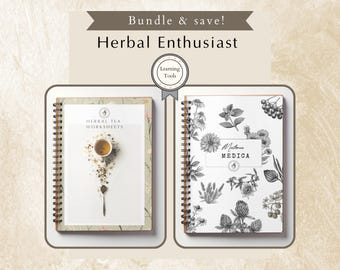 Material Medica journal + Tea Blending Worksheets bundle for herbal enthusiasts