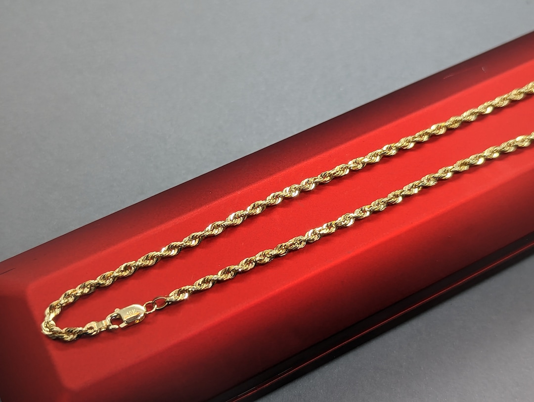 10K Solid Gold Rope Chain - 22 Inches Long 3mm Thick - Etsy