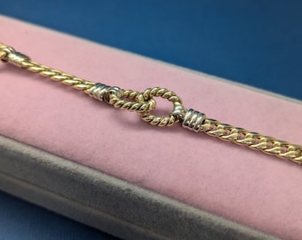 Unique 14K Yellow & White Gold Knotted Rope Bracelet
