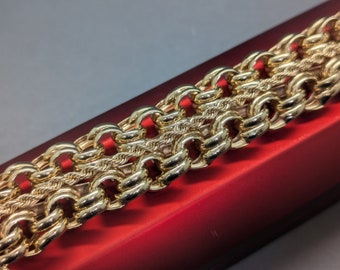 Massive Thick Curb & Rope Dual Chain Bracelet - 14K Solid Yellow Gold Jewelry