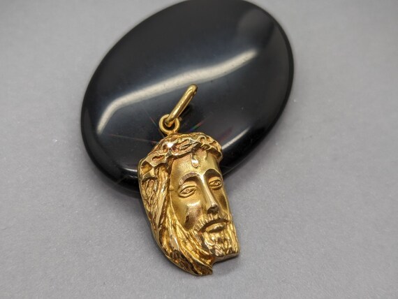 Vintage 18K Solid Yellow Gold Jesus Face Pendant Etsy Australia