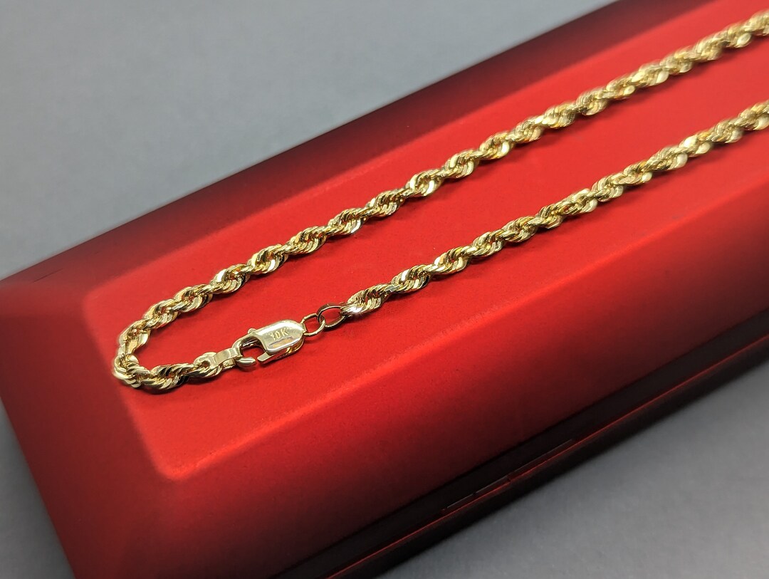 10K Solid Gold Rope Chain 22 Inches Long 3mm Thick - Etsy