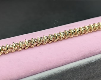 Vintage 10K Yellow Gold Tennis Bracelet - 3.8CTW Natural Diamonds