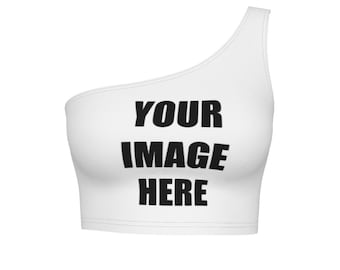 Customizable Women&#39;s One-Shoulder Cami Cropped Top, Personalized Apparel, Custom Wardrobe