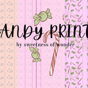 Christmas Candy Cane Mint Pattern Seamless Digital Paper (Instant Download)