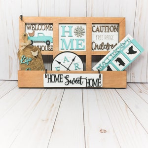 Interchangeable Window Wall sign, teired tray decor, Window Only, NO INSERTS