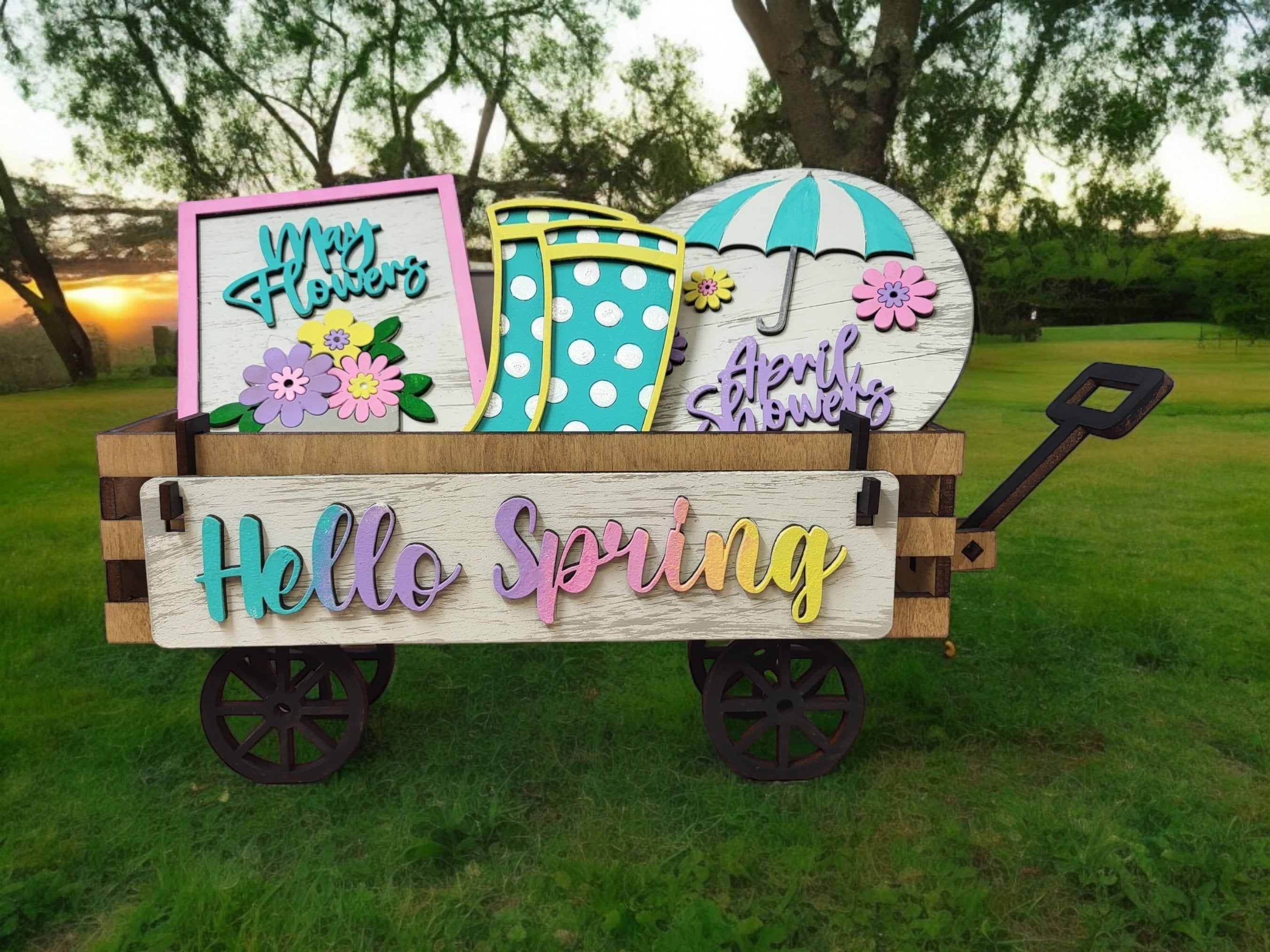 Hello Spring Interchangeable Wagon / Raised Shelf Sitter - Etsy