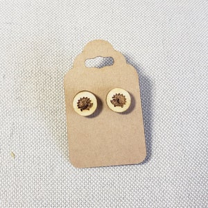 Wooden Hedgehog Stud Earrings