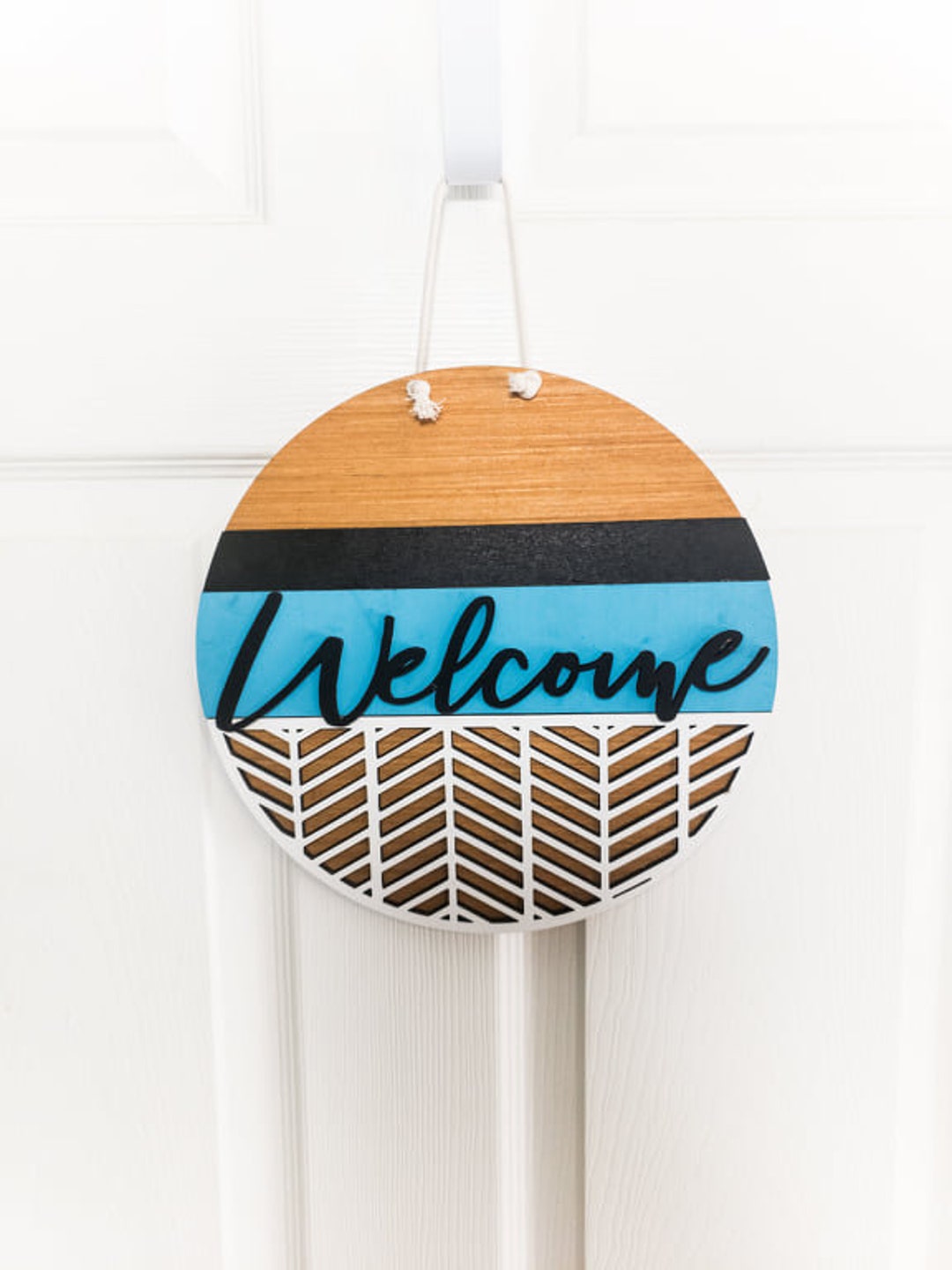 Laser Cut Hand Painted 10.5 in Round Geometric Welcome Sign - Etsy