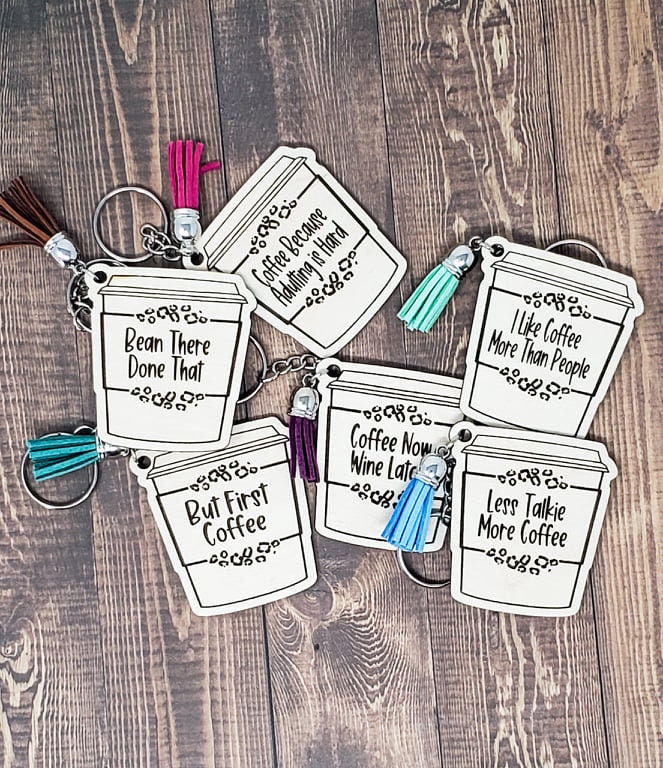 Wooden Coffee Keychains