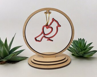 Handcrafted Cardinal Ornament/Charm with Heavenly Messenger Story Card - Thoughtful Gift for Grieving Hearts
