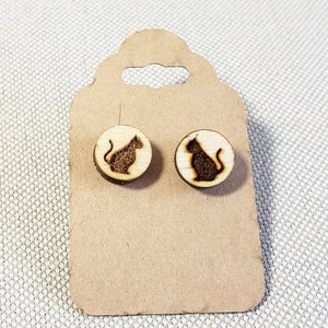 Ohrstecker Katze aus Holz