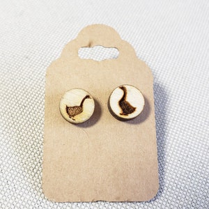 Wooden Goose Stud Earrings