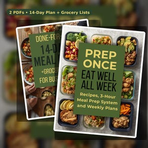 Meal Prep for the Week PDF | Prep Once Eat Well All Week | 14-Day Meal Plan + Grocery Lists | Healthy Recipes | Instant Download