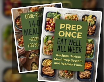 Meal Prep for the Week PDF | Prep Once Eat Well All Week | 14-Day Meal Plan + Grocery Lists | Healthy Recipes | Instant Download