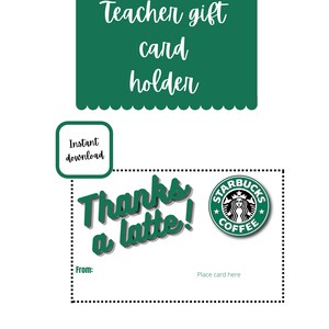 Teacher gift card holder for coffee
