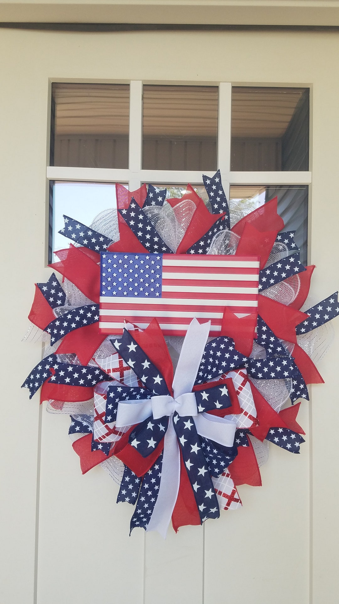 Patriotic Flag Wreath for Front Door, Thin Summer Door Wreath, Screen ...