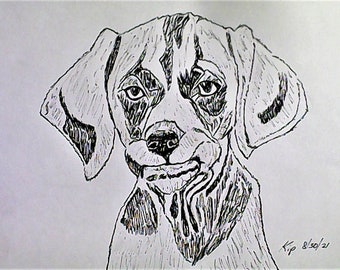 Angry Dog pen and ink drawing