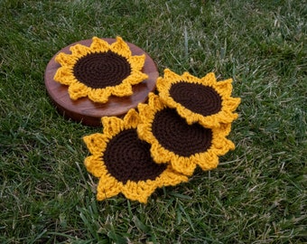 Sunflower Coaster Crochet PATTERN Hook&Punch