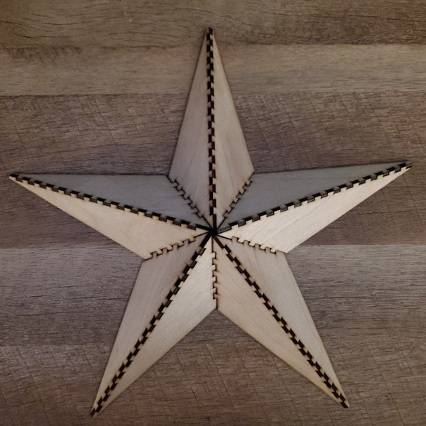 3d Nautical Star Lone Star Box Joint Laser Cut File 1/8 & 1/4