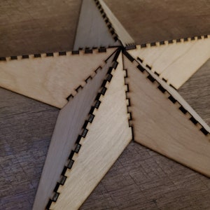 3d Nautical Star Lone Star Box Joint Laser Cut File 1/8 1/4 Material Signage Element for Small Businesses or Yard and Porch Decor Accent