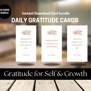 Tägliche Dankbarkeitskarte, bearbeitbare Dankbarkeitskarten, tägliche Affirmationskarten, DIY digitale Karten, Manifestationskartenbündel