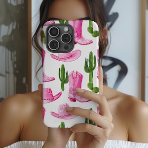 Cowgirl iPhone Case, Western iPhone Case, Pink Western Girly iPhone Case for iPhone 16 Pro Max, 15 Plus, 14, 13, 12, 11, XS