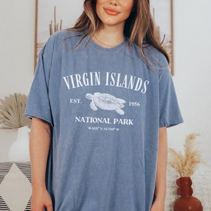 Virgin Islands Shirt/Comfort Colors/ Granola Girl/ Vintage Virgin Islands Shirt/ Virgin Island Gifts/ Coconut Girl/ 62 National Parks