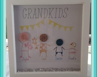 Custom Button Family Portrait - Framed Art (25cm)