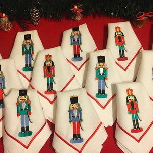 Christmas Nutcracker Embroidered Linen Napkin