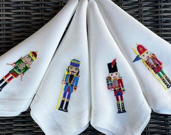 Christmas Nutcracker Linen Napkin, Nutcracker, Dinner Napkin, Christmas Cloth Napkin