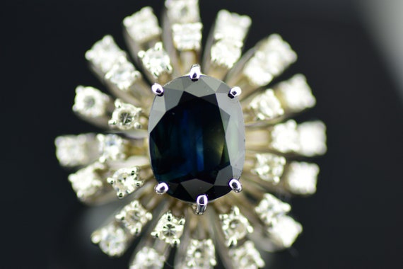 Exquisite 18k Blue Green Sapphire Diamond Starbur… - image 7