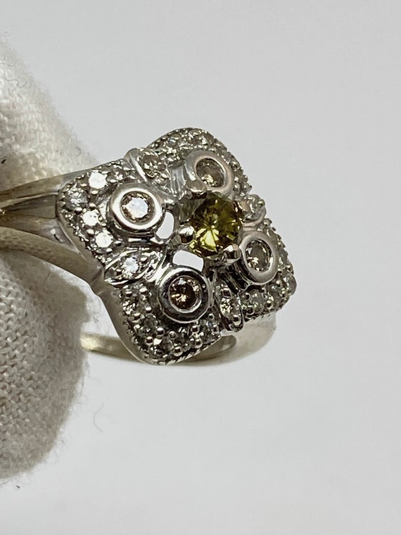 14k Canary Diamond Ring, White Gold Yellow, Cogna… - image 7