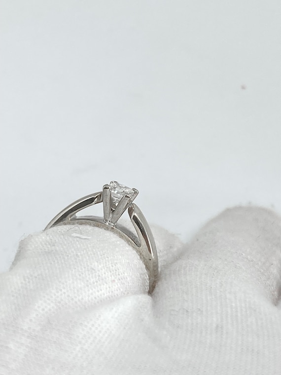 14k Diamond Solitaire Engagement Ring, Vintage Wh… - image 6