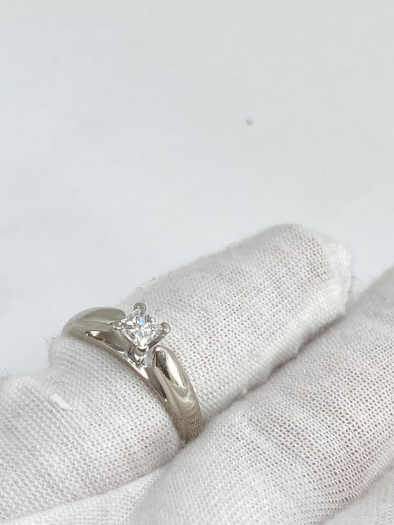 14k Diamond Solitaire Engagement Ring, Vintage Wh… - image 7