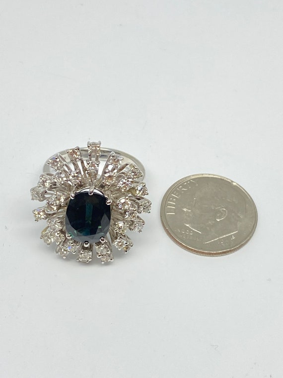 Exquisite 18k Blue Green Sapphire Diamond Starbur… - image 9