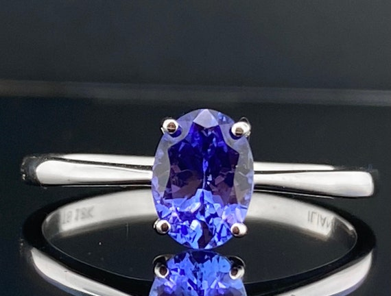 18K ILIANA Purple Tanzanite Solitaire Ring Gold .90 Carat Oval Tanzanite Ring Classy Engagement Wedding Ring Size 9 December Birthstone Etsy
