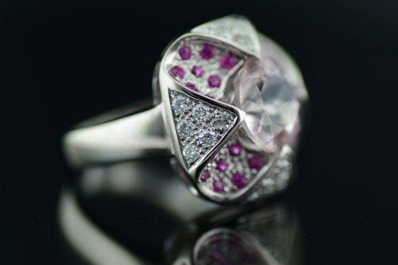 Vintage 14k Pink Morganite Diamond and Pink Topaz… - image 8