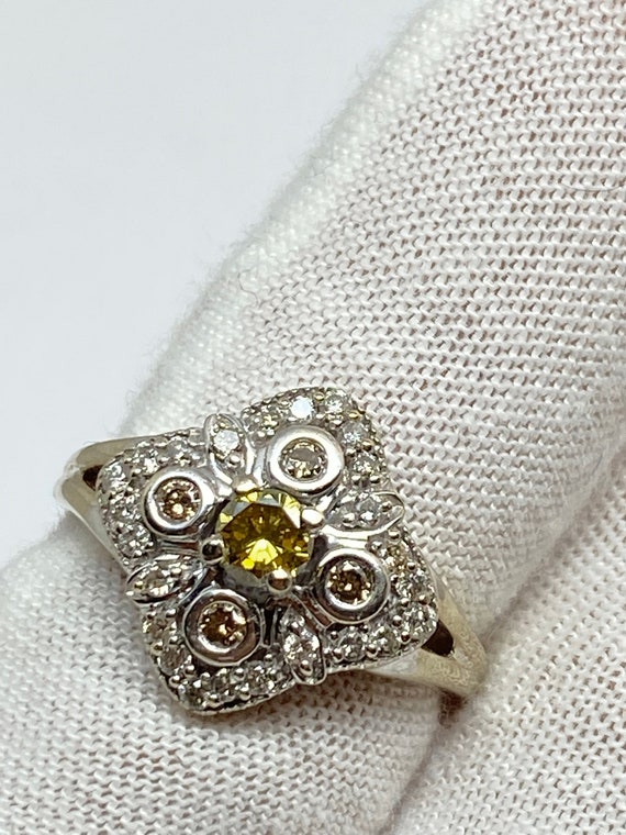 14k Canary Diamond Ring, White Gold Yellow, Cogna… - image 5