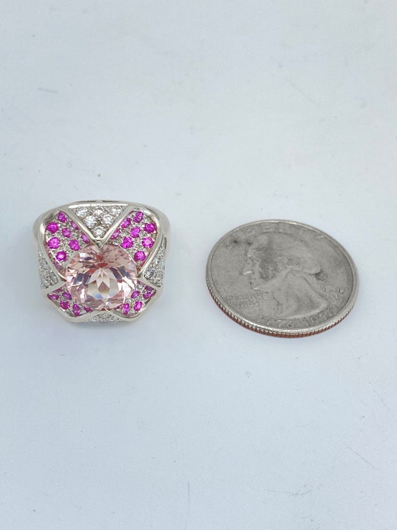 Vintage 14k Pink Morganite Diamond and Pink Topaz… - image 10