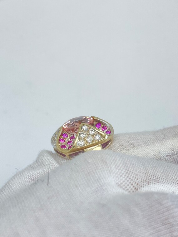 Vintage 14k Pink Morganite Diamond and Pink Topaz… - image 7