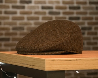 Vintage Driver Tweed Cap "Pinecone Brown"