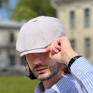 Linen Newsboy Cap &quot;Madrid Beige&quot;